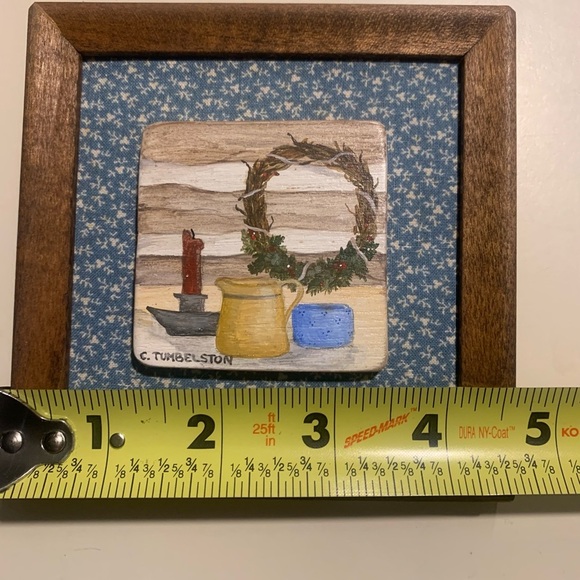 Vintage Set of Two Framed and Matted Hand Painted Tiles - Picture 2 of 8